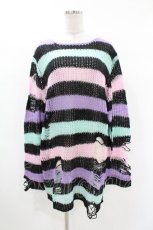 画像1: KILL STAR / Pastel Punk Knit Sweater M 黒×ピンク×パープル×ミント H-25-02-28-1046-SL-TO-KB-ZT613 (1)