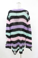 画像2: KILL STAR / Pastel Punk Knit Sweater M 黒×ピンク×パープル×ミント H-25-02-28-1046-SL-TO-KB-ZT613 (2)