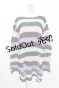 KILL STAR / Pastel Punk Knit Sweater M 黒×ピンク×パープル×ミント H-25-02-28-1047-SL-TO-KB-ZI