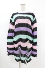 画像1: KILL STAR / Pastel Punk Knit Sweater M 黒×ピンク×パープル×ミント H-25-02-28-1048-SL-TO-KB-ZI (1)