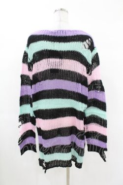 画像2: KILL STAR / Pastel Punk Knit Sweater M 黒×ピンク×パープル×ミント H-25-02-28-1048-SL-TO-KB-ZH