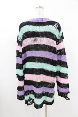画像2: KILL STAR / Pastel Punk Knit Sweater M 黒×ピンク×パープル×ミント H-25-02-28-1049-SL-TO-KB-ZH