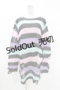 KILL STAR / Pastel Punk Knit Sweater M 黒×ピンク×パープル×ミント H-25-02-28-1050-SL-TO-KB-ZH