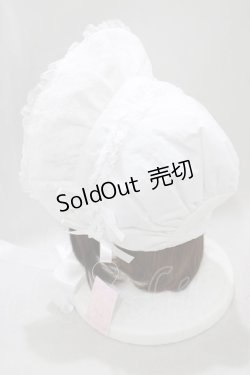 画像2: metamorphose / 無地ラッセルレースつきボンネット  オフ H-25-02-28-077-ME-AC-NS-ZH