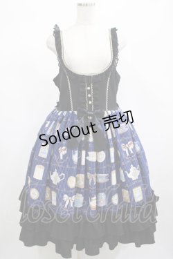 画像1: metamorphose / 【プラスサイズ】Classic Tea House ジャンパースカート プラスサイズ ブルー H-25-02-28-006-ME-OP-NS-ZH