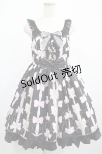 Angelic Pretty / Jewelry Ribbon Princessジャンパースカート Free ブラック H-25-02-28-007-AP-OP-NS-ZH