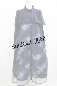 axes femme / テレスコーププリントケープ風ワンピース L ネイビー H-25-02-28-014-AX-OP-NS-ZH