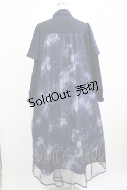 画像3: axes femme / テレスコーププリントケープ風ワンピース L ネイビー H-25-02-28-014-AX-OP-NS-ZH