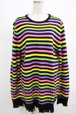 画像1: KILL STAR / Rainbow Warrior Knit Sweater S 黒×レインボー H-25-03-01-050-SL-TO-KB-ZI