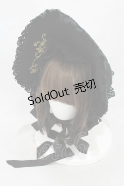 画像1: ALICE and the PIRATES / ヴェルサイユローズ刺繍ハーフボンネット  ブラック H-25-03-01-1006-PA-AC-NS-ZH