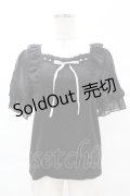 axes femme POETIQUE / ヒマワリ刺繍フリルカットプルオーバー M ブラック H-25-03-01-1055-AX-TO-NS-ZH