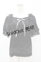 axes femme POETIQUE / ヒマワリ刺繍フリルカットプルオーバー M ブラック H-25-03-01-1055-AX-TO-NS-ZH