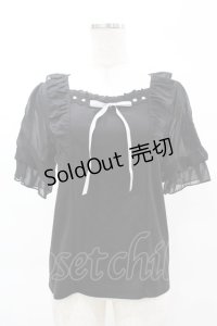 axes femme POETIQUE / ヒマワリ刺繍フリルカットプルオーバー M ブラック H-25-03-01-1055-AX-TO-NS-ZH