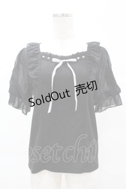 画像1: axes femme POETIQUE / ヒマワリ刺繍フリルカットプルオーバー M ブラック H-25-03-01-1055-AX-TO-NS-ZH
