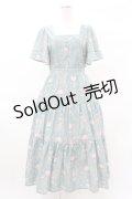 axes femme / レーヌローズ柄ワンピース M ミント H-25-03-01-1032-AX-OP-NS-ZH