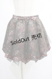 Qutie Frash / 和柄パニエスカート  黒×赤系 H-25-03-02-032-QU-SK-KB-ZH