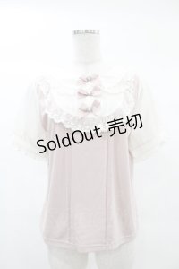 LIZ LISA / レースリボンビジューカットトップス Free ピンク H-25-03-02-1056-LO-TO-NS-ZH