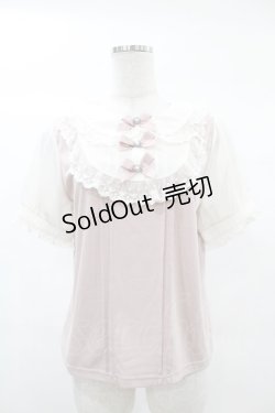画像1: LIZ LISA / レースリボンビジューカットトップス Free ピンク H-25-03-02-1056-LO-TO-NS-ZH