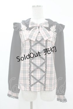 画像1: Princess Melody / サスペンダー付きチェックブラウス Free ブラック/ピンク H-25-03-02-1058-EL-BL-NS-ZH