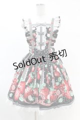 Angelic Pretty / 摘みたていちごエプロン風スカート Free ブラック H-25-03-02-1025-AP-SK-NS-ZH