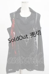SEX POT ReVeNGe / チェーンチャーム付き衿付2Wayカットソー  黒 H-25-03-02-063-SP-TO-KB-ZH