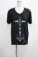 画像1: SEX POT ReVeNGe / チェーンチャーム付VネックTシャツ  黒 H-25-03-02-007-SP-TO-KB-ZT389 (1)