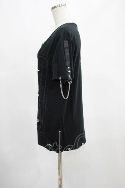画像2: SEX POT ReVeNGe / チェーンチャーム付VネックTシャツ  黒 H-25-03-02-007-SP-TO-KB-ZT389