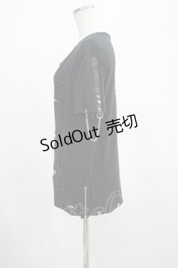 画像2: SEX POT ReVeNGe / チェーンチャーム付VネックTシャツ  黒 H-25-03-02-007-SP-TO-KB-ZH
