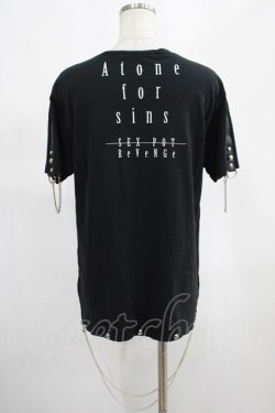 画像3: SEX POT ReVeNGe / チェーンチャーム付VネックTシャツ  黒 H-25-03-02-007-SP-TO-KB-ZT389