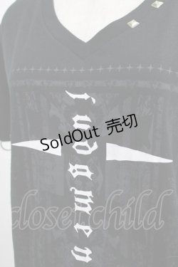 画像4: SEX POT ReVeNGe / チェーンチャーム付VネックTシャツ  黒 H-25-03-02-007-SP-TO-KB-ZH