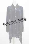 SEX POT ReVeNGe / コウモリ襟ロングシャツ M 黒×コーデュロイ青 H-25-03-02-011-SP-BL-KB-ZH