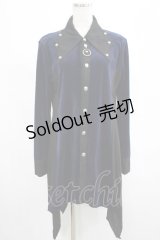 SEX POT ReVeNGe / コウモリ襟ロングシャツ M 黒×コーデュロイ青 H-25-03-02-011-SP-BL-KB-ZH