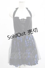 SEX POT ReVeNGe / ブルーローズホルターワンピース  黒×青 H-25-03-02-023-SP-OP-KB-ZH