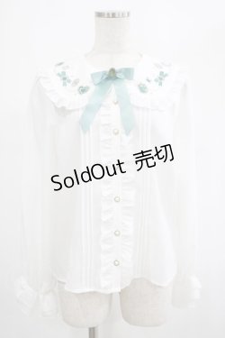 画像1: Amavel / Coffret A Bijouブラウス Free オフ/グリーン H-25-03-03-034-CA-BL-NS-ZH
