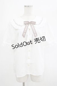 Amavel / ファンシーリボンうさくまメッセージブラウス Free オフ H-25-03-03-035-CA-BL-NS-ZH