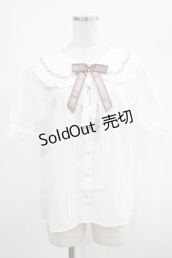 画像1: Amavel / ファンシーリボンうさくまメッセージブラウス Free オフ H-25-03-03-035-CA-BL-NS-ZH