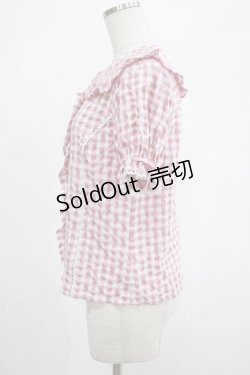 画像2: axes femme kawaii / ギンガムチェック半袖ブラウス M ピンク H-25-03-03-036-AX-BL-NS-ZH