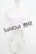 AVENCHUMU / Sheer sleeve garter ribbon tops Free ピンク H-25-03-03-043-LO-TO-NS-ZH