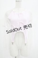 AVENCHUMU / Sheer sleeve garter ribbon tops Free ピンク H-25-03-03-043-LO-TO-NS-ZH