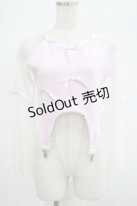 AVENCHUMU / Sheer sleeve garter ribbon tops Free ピンク H-25-03-03-043-LO-TO-NS-ZH
