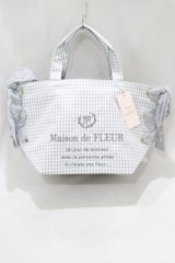 Maison de FLEUR / ギンガムチェックレースサイドリボントート  グレー H-25-03-03-048-LO-BG-NS-ZH