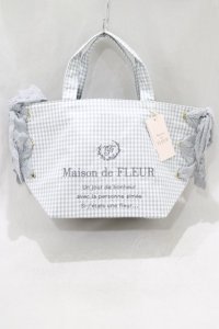Maison de FLEUR / ギンガムチェックレースサイドリボントート  グレー H-25-03-03-048-LO-BG-NS-ZH