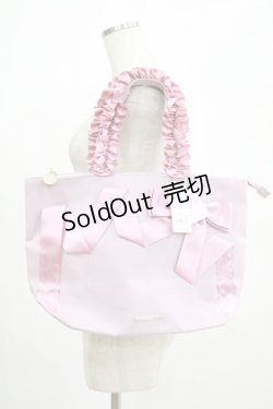 画像1: Maison de FLEUR / Maison de FLEUR×Misako Aoki/Mリボンキャンバストートバッグ  ピンク H-25-03-03-050-LO-BG-NS-ZH