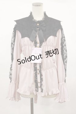 画像1: metamorphose / 【プラスサイズ】コウモリ付け襟シャーリングブラウス プラスサイズ ピンク H-25-03-03-1009-ME-BL-NS-ZH