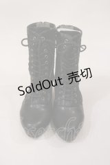 axes femme / レース切替編み上げブーツ L ブラック H-25-03-03-1039-AX-SH-NS-ZH