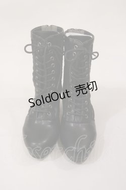 画像1: axes femme / レース切替編み上げブーツ L ブラック H-25-03-03-1039-AX-SH-NS-ZH