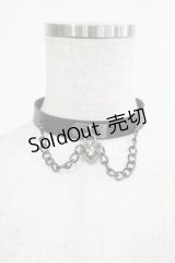 LISTEN FLAVOR / ハートロックチェーンチョーカー 約37cm(3段階調節可能) ブラック H-25-03-03-062-PU-AC-NS-ZH