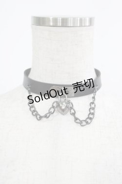 画像1: LISTEN FLAVOR / ハートロックチェーンチョーカー 約37cm(3段階調節可能) ブラック H-25-03-03-062-PU-AC-NS-ZH