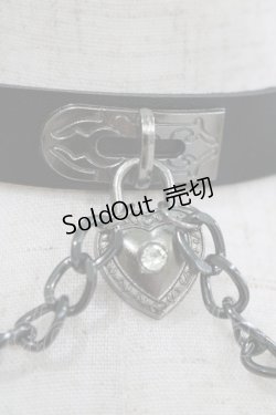 画像2: LISTEN FLAVOR / ハートロックチェーンチョーカー 約37cm(3段階調節可能) ブラック H-25-03-03-062-PU-AC-NS-ZH
