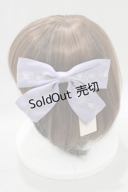 画像2: Maison de FLEUR / ローズリボン刺繍リボンバレッタ  ラベンダー H-25-03-03-068-LO-AC-NS-ZH